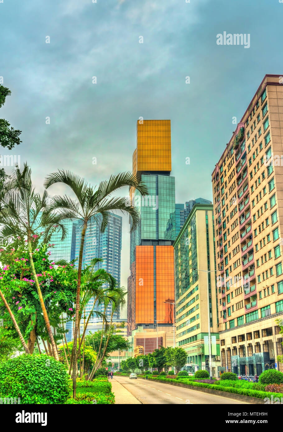 Die Skyline von Macau, eine ehemalige portugiesische Kolonie, jetzt ein autonomes Gebiet in China Stockfoto