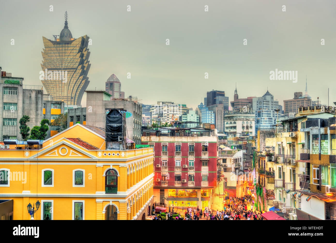 Die Skyline von Macau, eine ehemalige portugiesische Kolonie, jetzt ein autonomes Gebiet in China Stockfoto