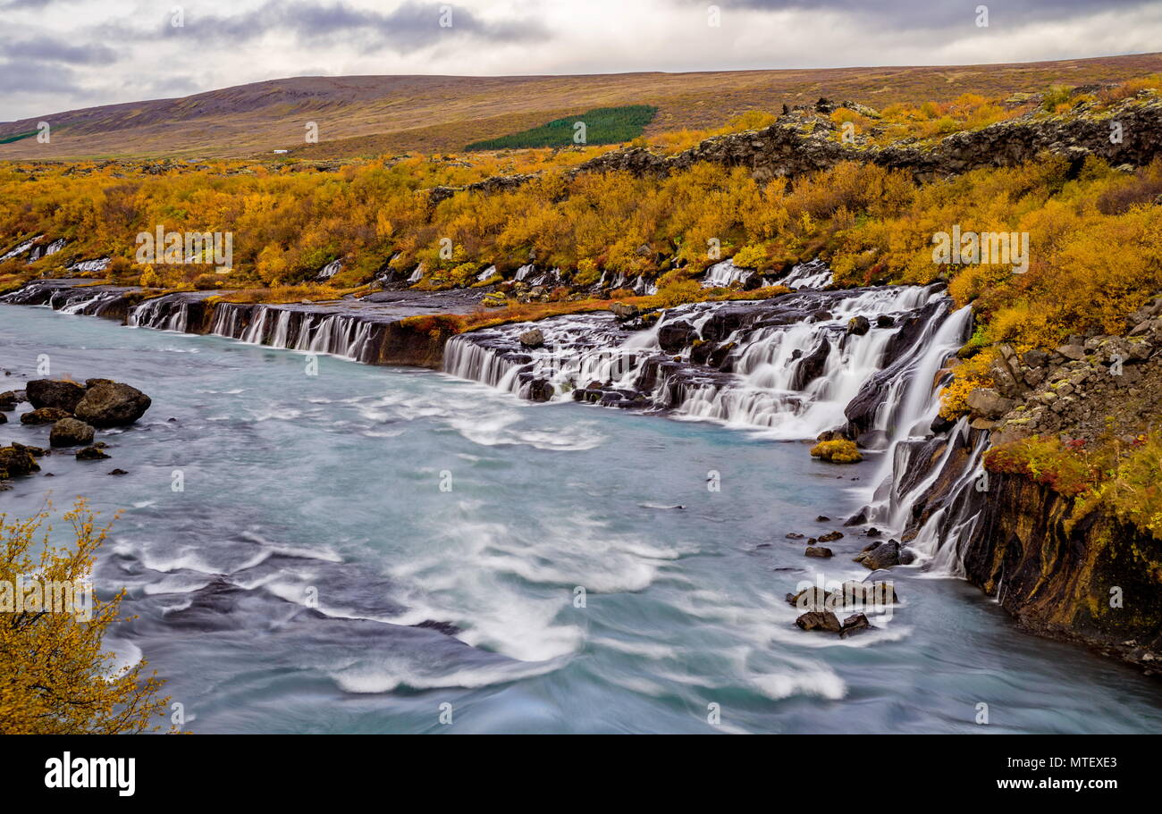 Barnafoss Wasserfall in Island Stockfoto