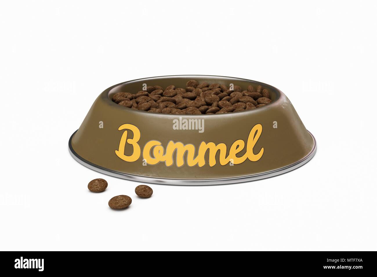 Doggy Schüssel mit Name BOMMEL von Hund isoliert auf weißem Stockfotografie  - Alamy