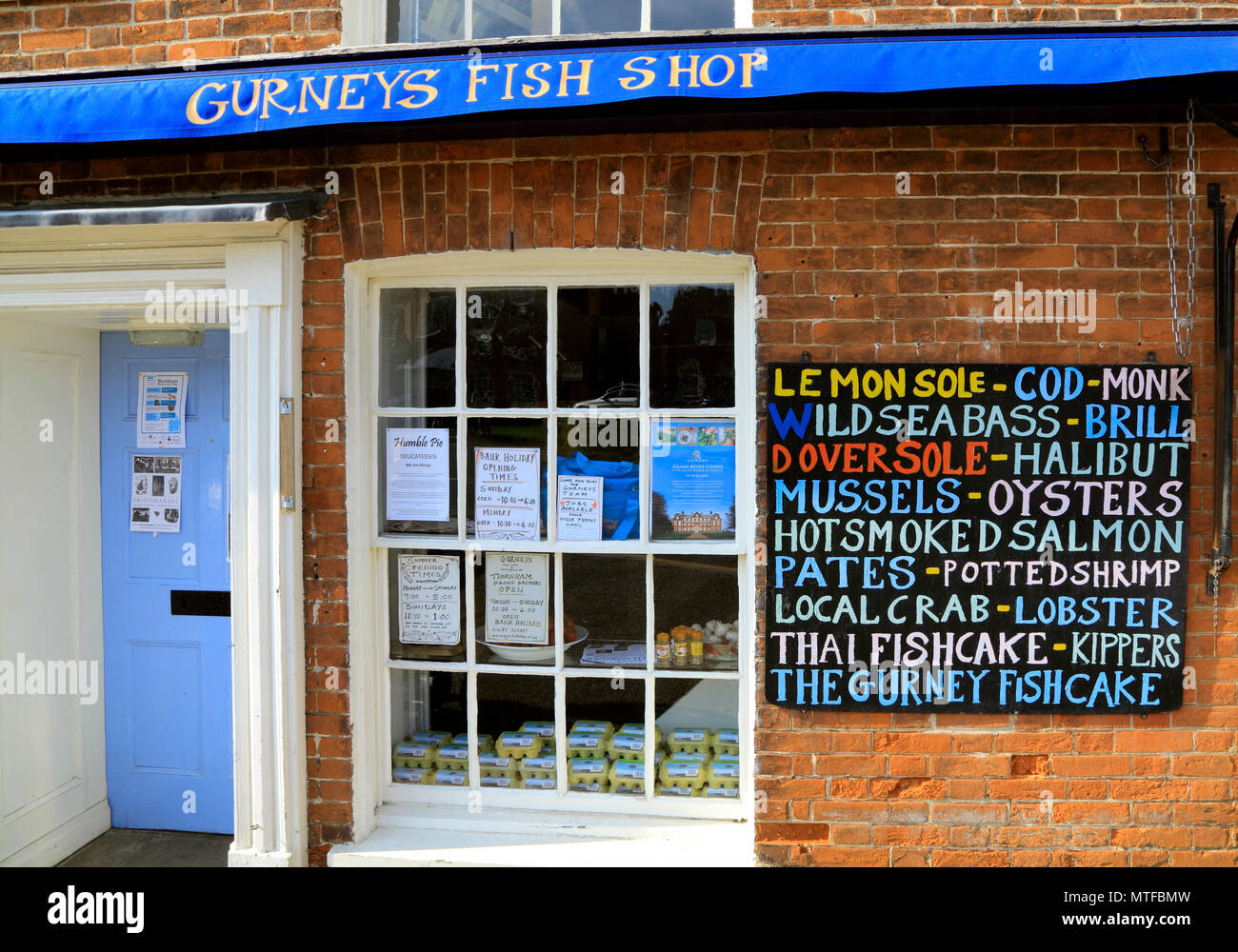 Gurneys Fish Shop, Burnham Market, Norfolk, England, Grossbritannien, Geschäfte Stockfoto