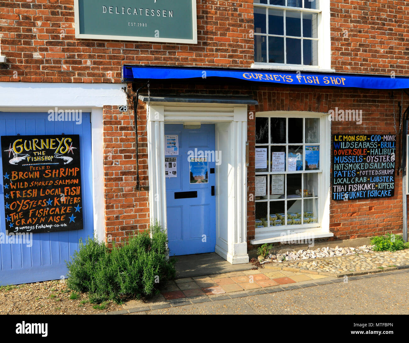 Gurneys Fish Shop, Burnham Market, Norfolk, England, Grossbritannien, Geschäfte Stockfoto