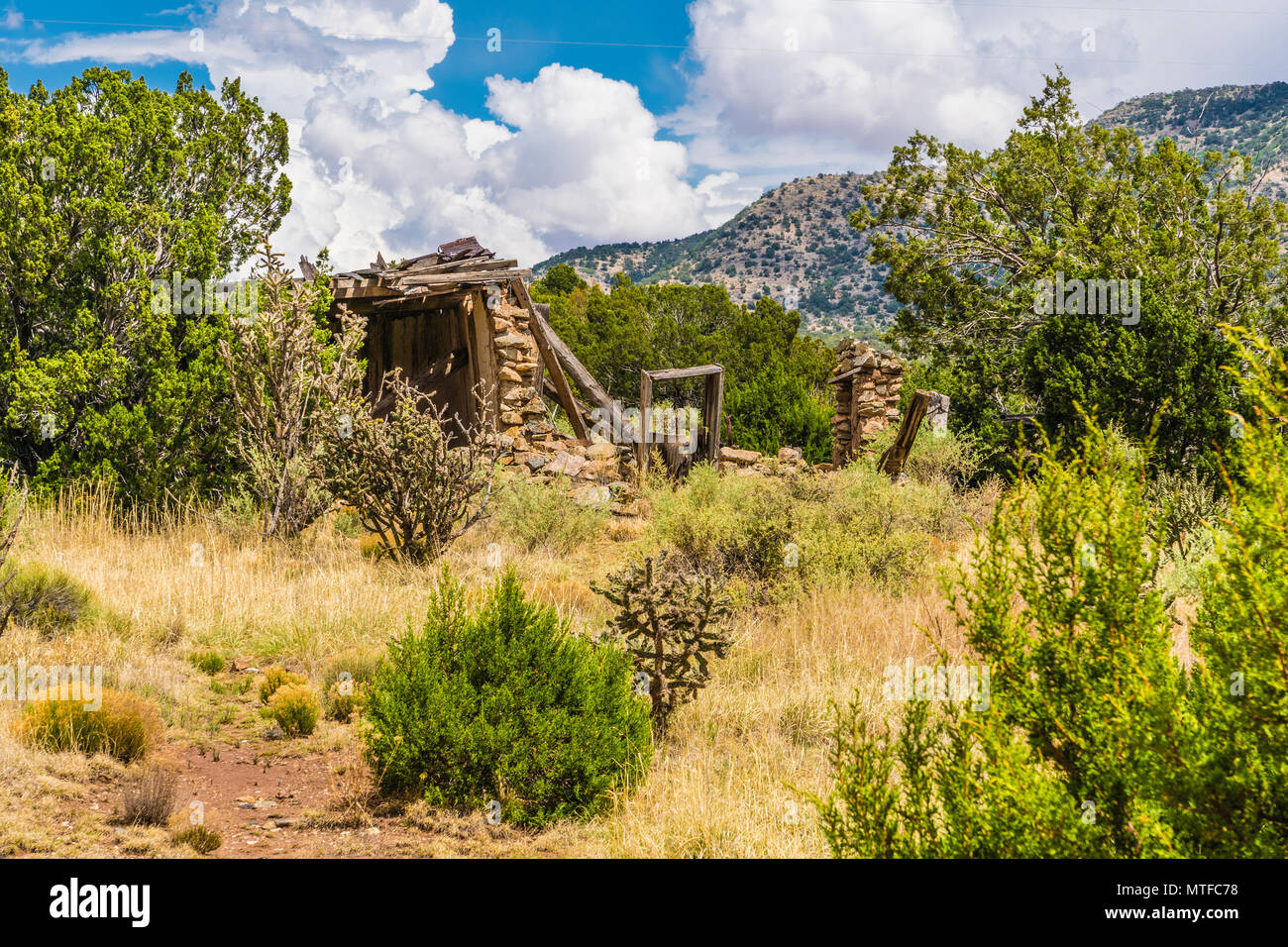 Eine Ruine eines verlassenen Hauses entlang der Autobahn 14 in Golden, Colorado. Stockfoto