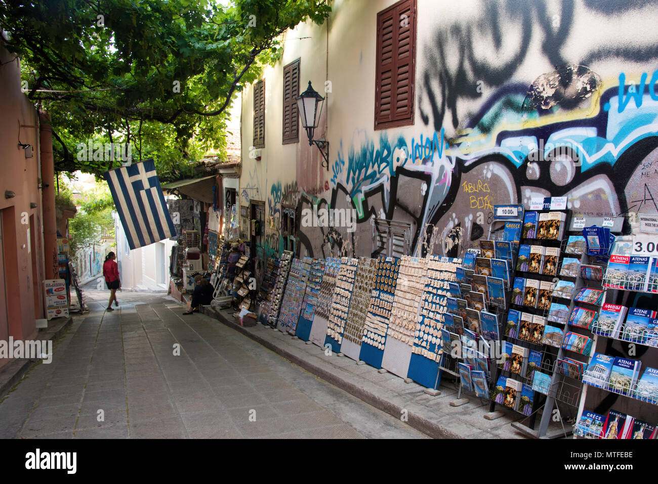 Souvenirs zum Verkauf im Plaka Viertel von Athen, Griechenland Stockfoto