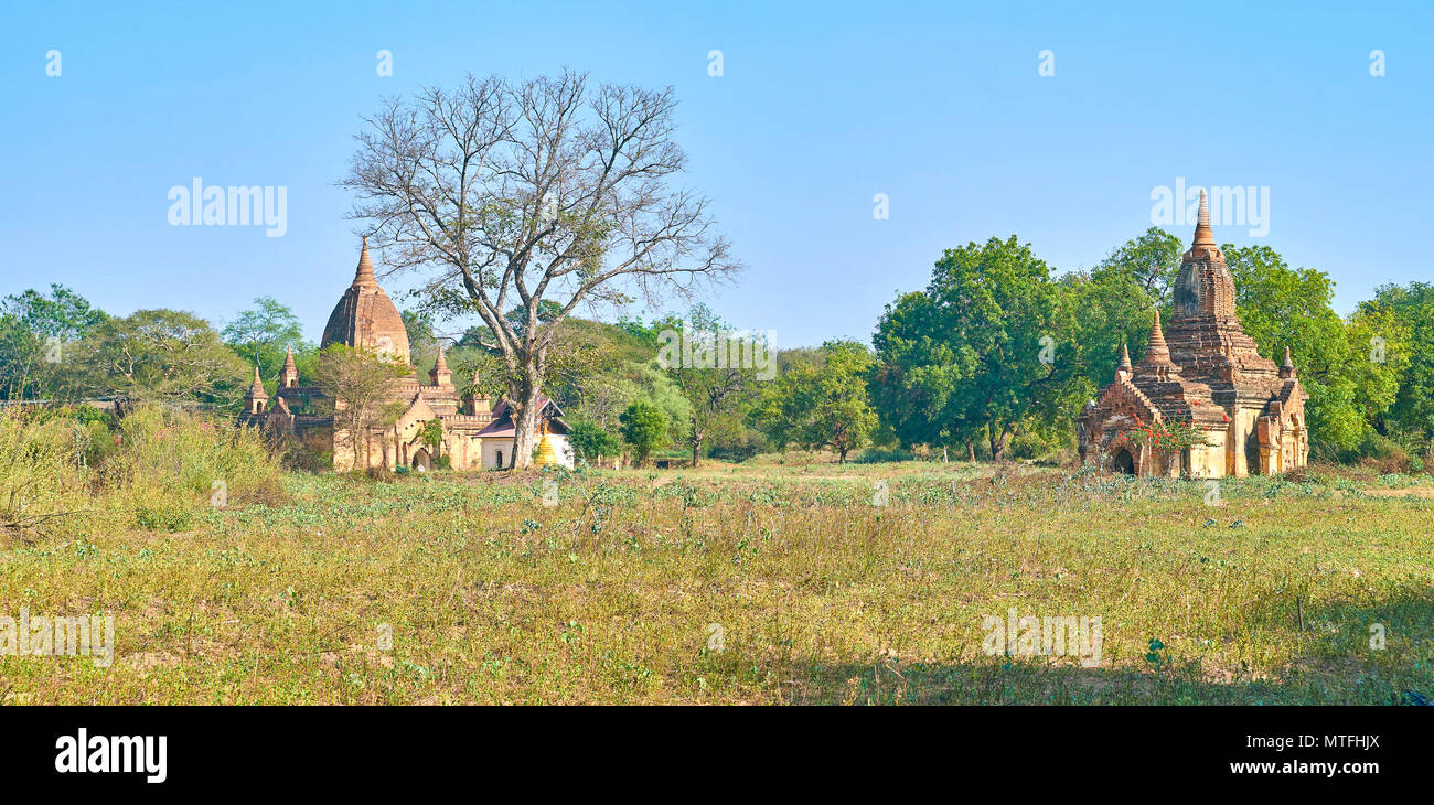 Bagan ist der beste Ort, um allein in einer ruhigen und ruhigen Ort nach dem Besuch große Myanmar Städte zu werden. Stockfoto