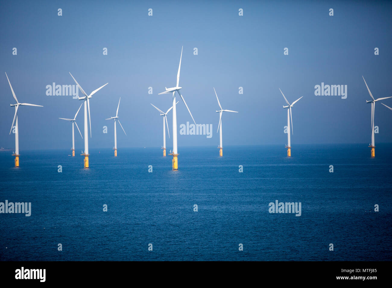 Teesside Windpark auch bekannt als Redcar Wind Farm ist ein 27 turbine Offshore Windpark vor der Küste von North Yorkshire im Vereinigten Königreich entfernt Stockfoto