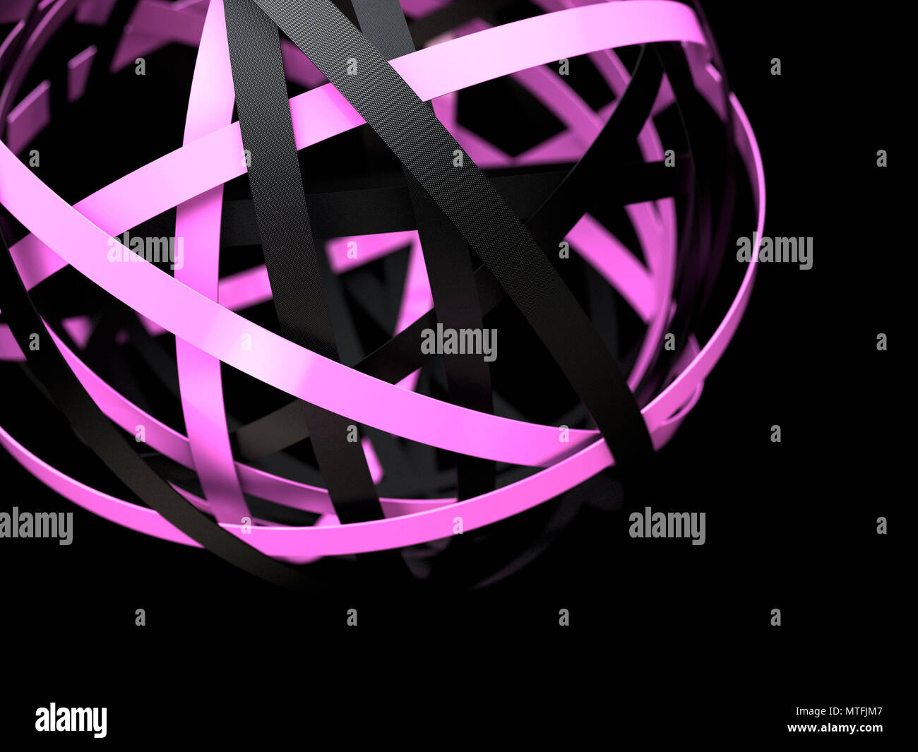 Abstrakte Sphäre mit Rosa und schwarze Ringe Stockfoto