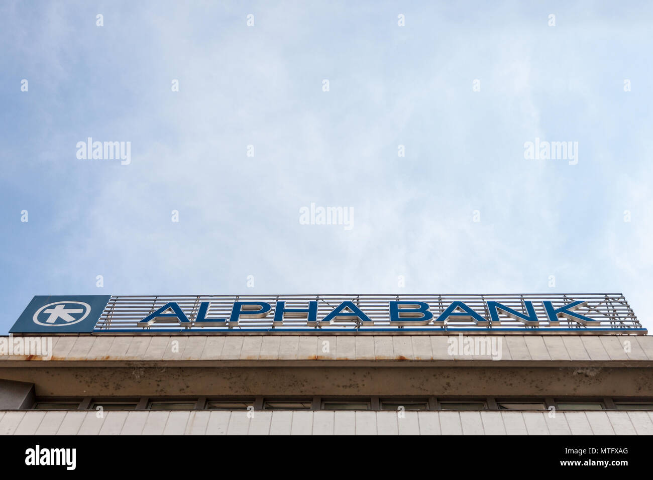 Belgrad, Serbien - Juni 2, 2017: Alpha Bank Serbien main Büro im Zentrum von Belgrad. Die Alpha Bank ist Griechenland 4. Bank, und eines der wichtigsten Banken Stockfoto