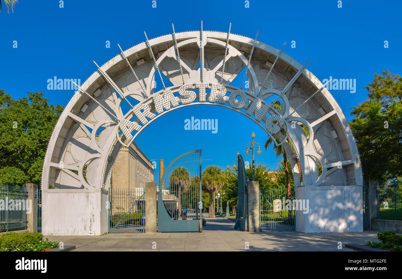 Eingang zu Louis Armstrong Park - New Orleans, LA Stockfoto