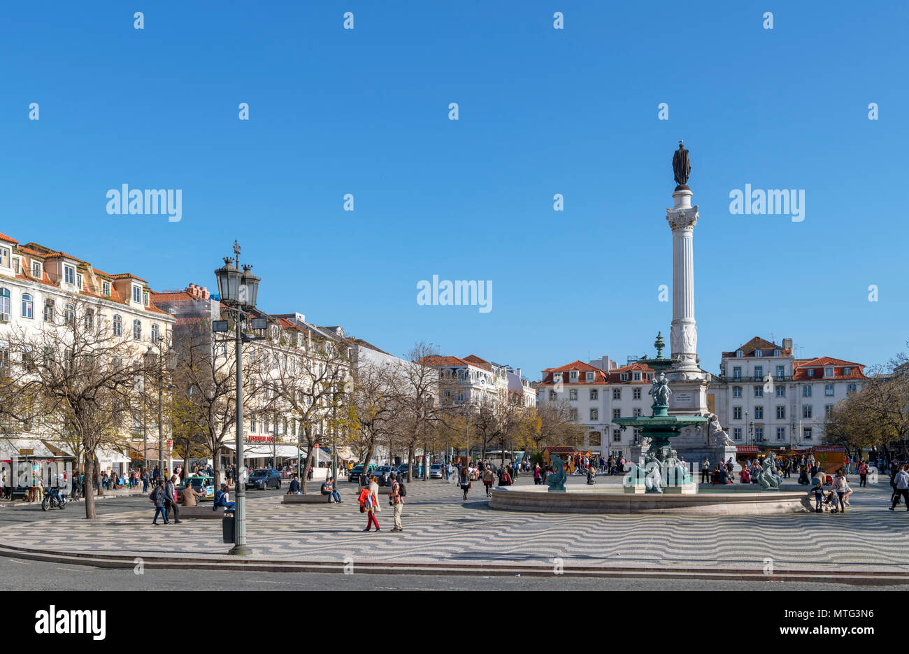 Praça Dom Pedro IV (Rossio), Baixa, Lissabon, Portugal Stockfoto