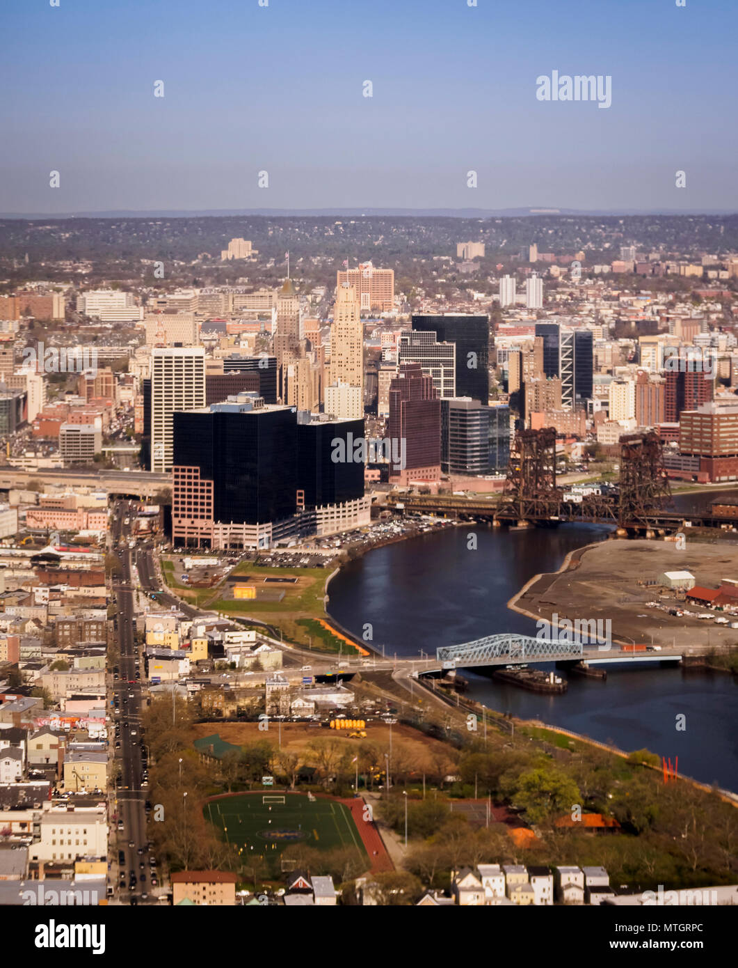 Luftaufnahme von Newark, New Jersey skyline Stockfoto