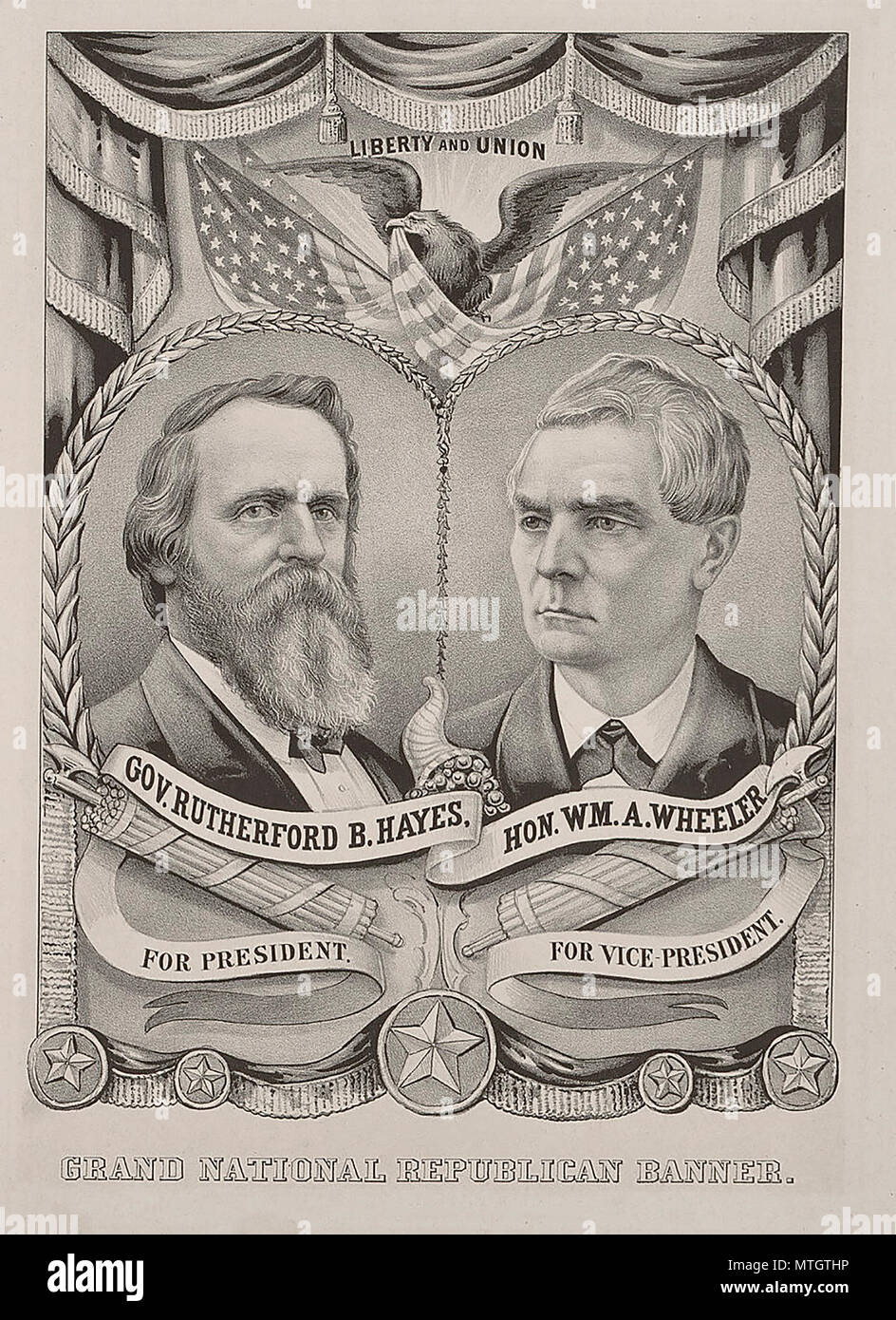 Hayes-Wheeler Plakat, 1876 USA Präsidentschaftswahlen Stockfoto