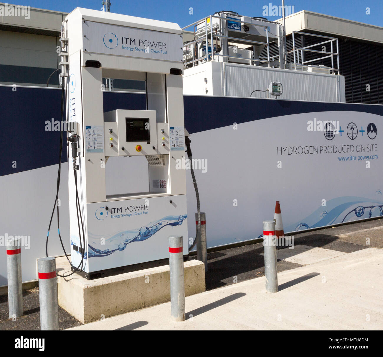 ITM Power energy storage sauberer Kraftstoff Wasserstoff- Tankstelle, Johnson Matthey, Swindon, Wiltshire, England, Großbritannien Stockfoto