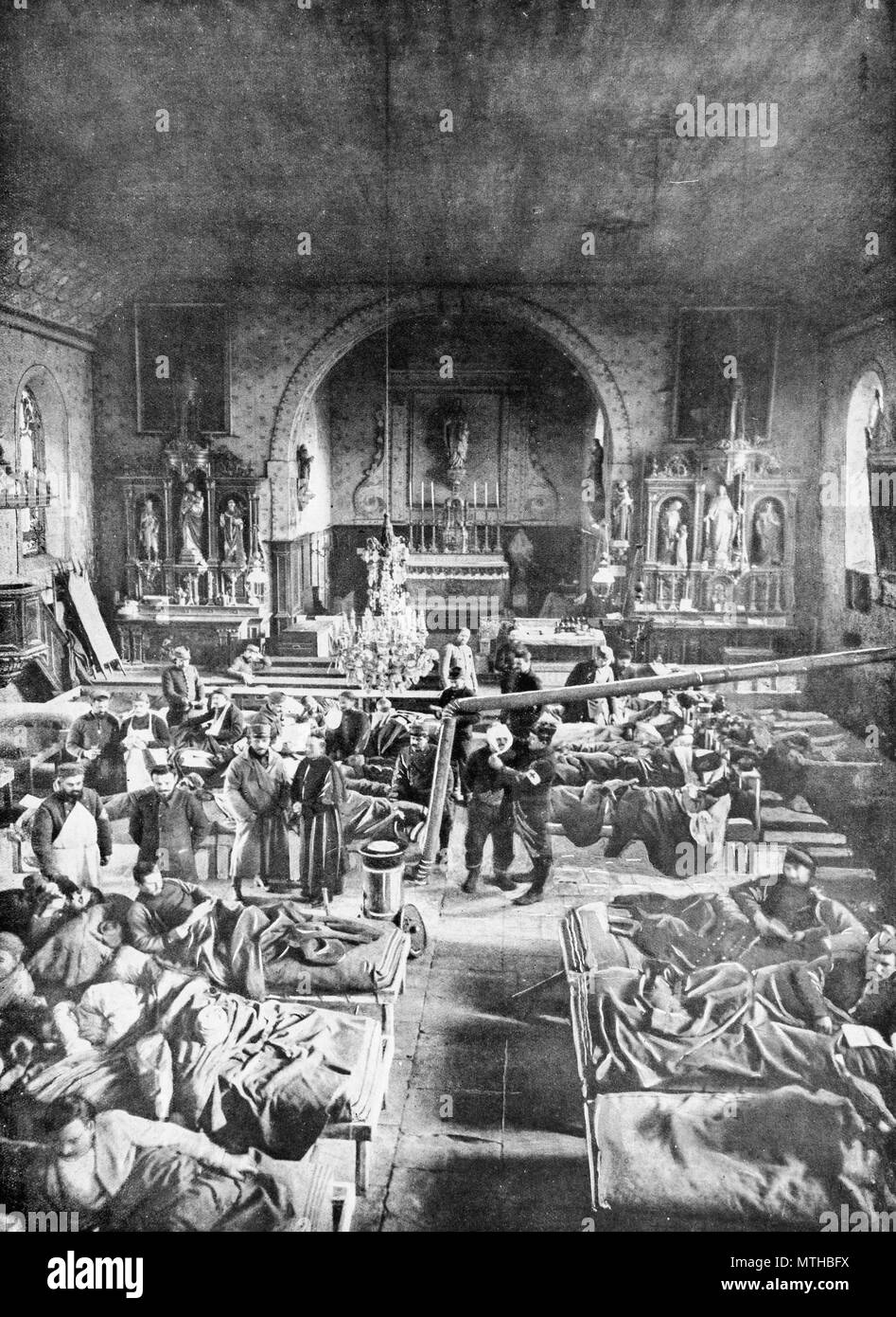 Kirche umgewandelt in ein Krankenhaus, 1915, Frankreich Stockfoto