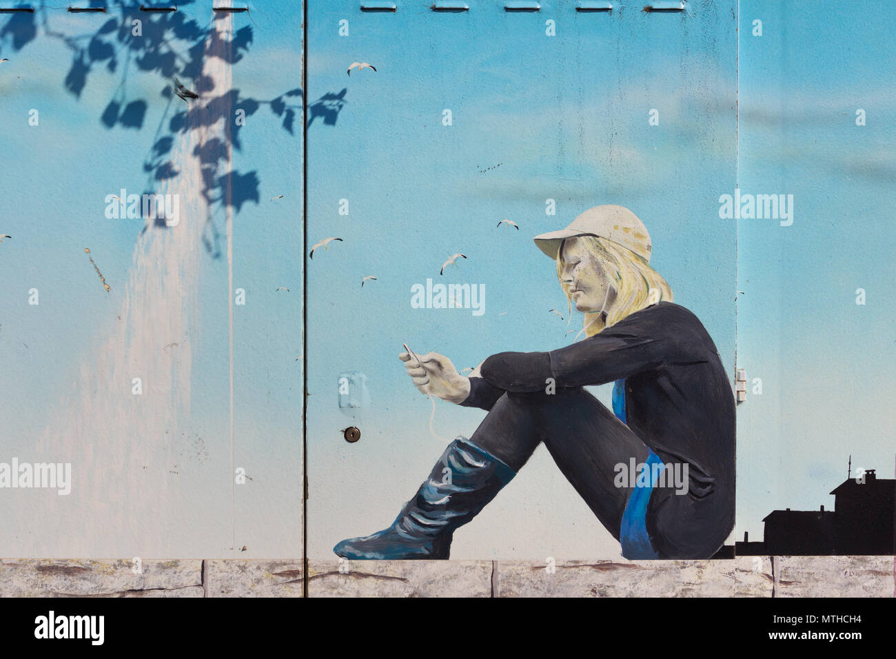 Musik hören in Genf Stockfoto