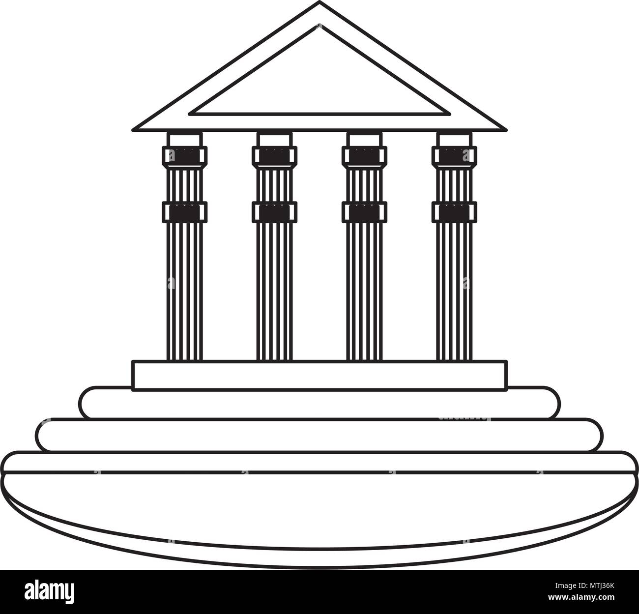 Antike griechische Gebäude mit weißem Hintergrund, Vector Illustration Stock Vektor