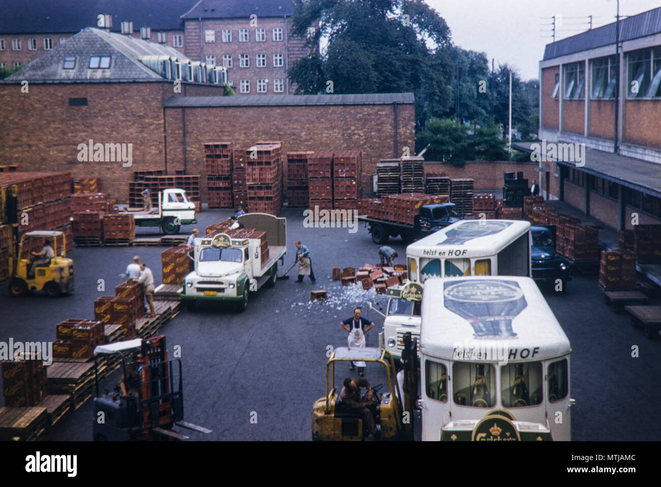 Brauerei Carlsberg Yard und Unfall, Dänemark im September 1959 Stockfoto