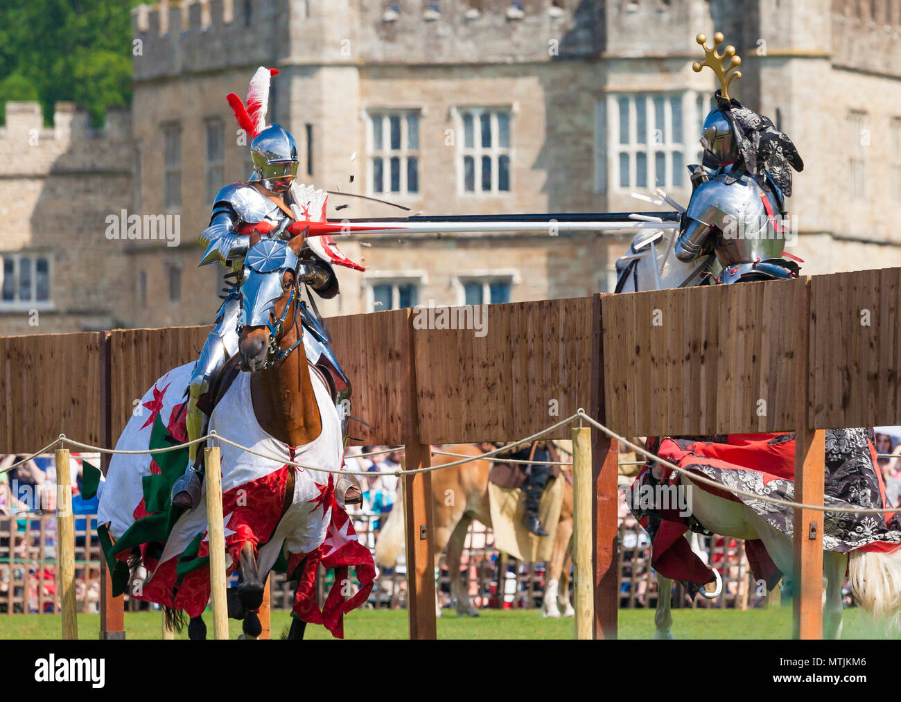 Mittelalterliches Ritterturnier Leeds Castle. Stockfoto