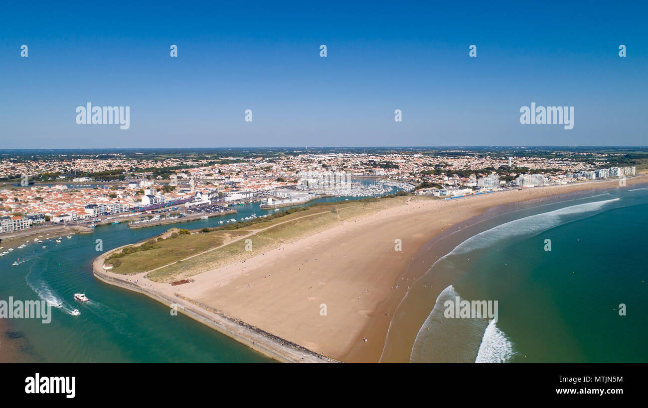 Luftaufnahme von Saint Gilles Croix de Vie in Vendee, Frankreich Stockfoto