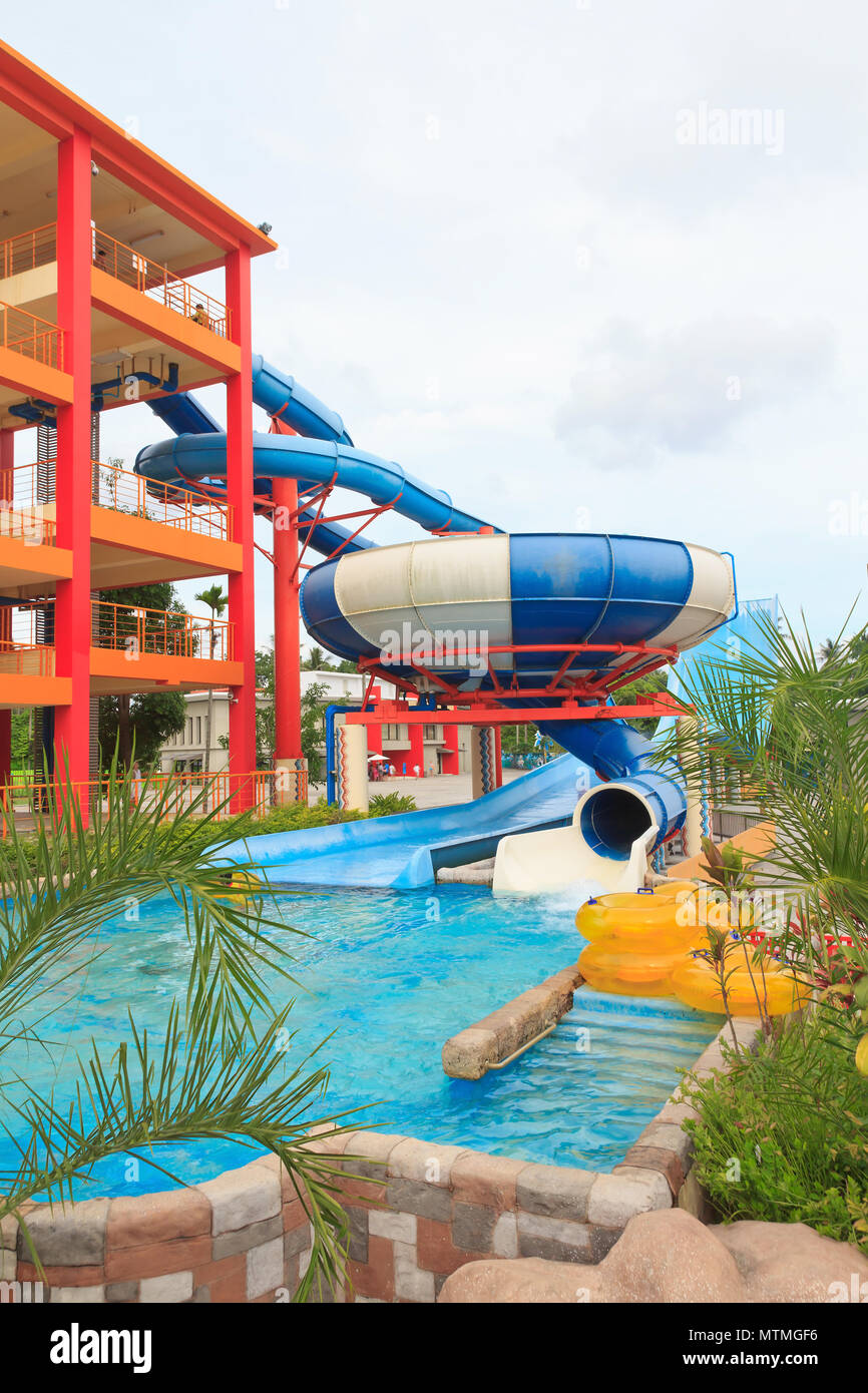 Aquapark, Schieber, Aqua Park, Wasserpark. Puket, Thailand Stockfoto