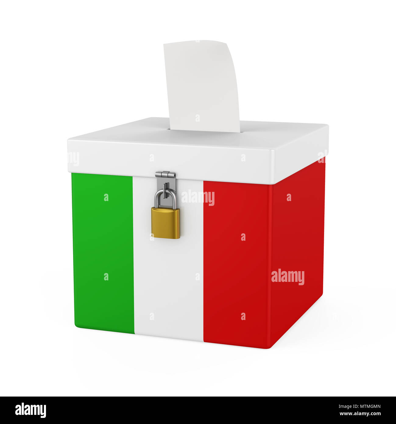Urne mit Flagge Italien isoliert Stockfoto