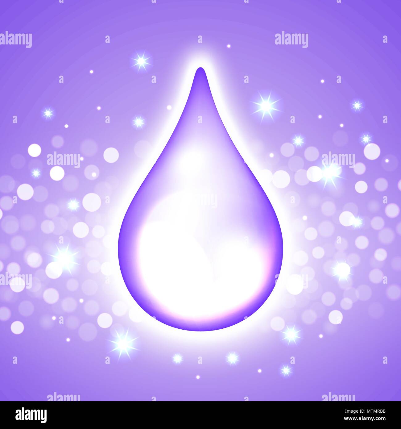 Vektor Wasser Tropfen auf den boken leuchtet blau, violett unterlegt Stock Vektor