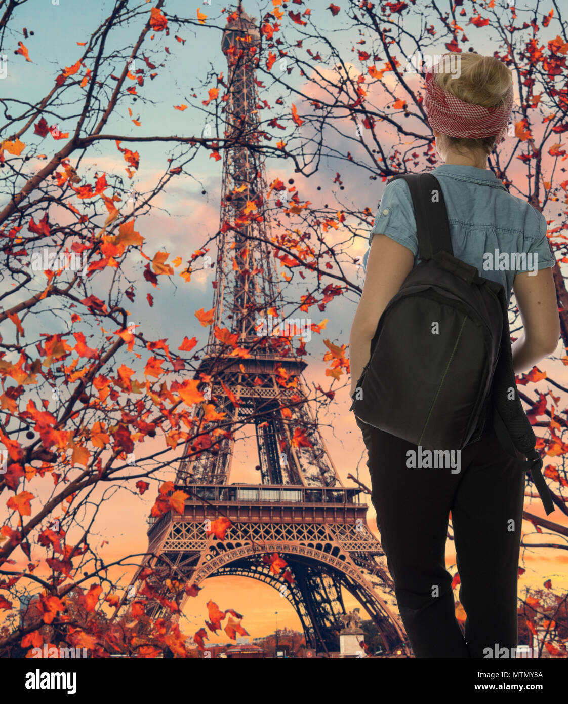 Mädchen touristische Reisen durch Paris. Frankreich Stockfoto