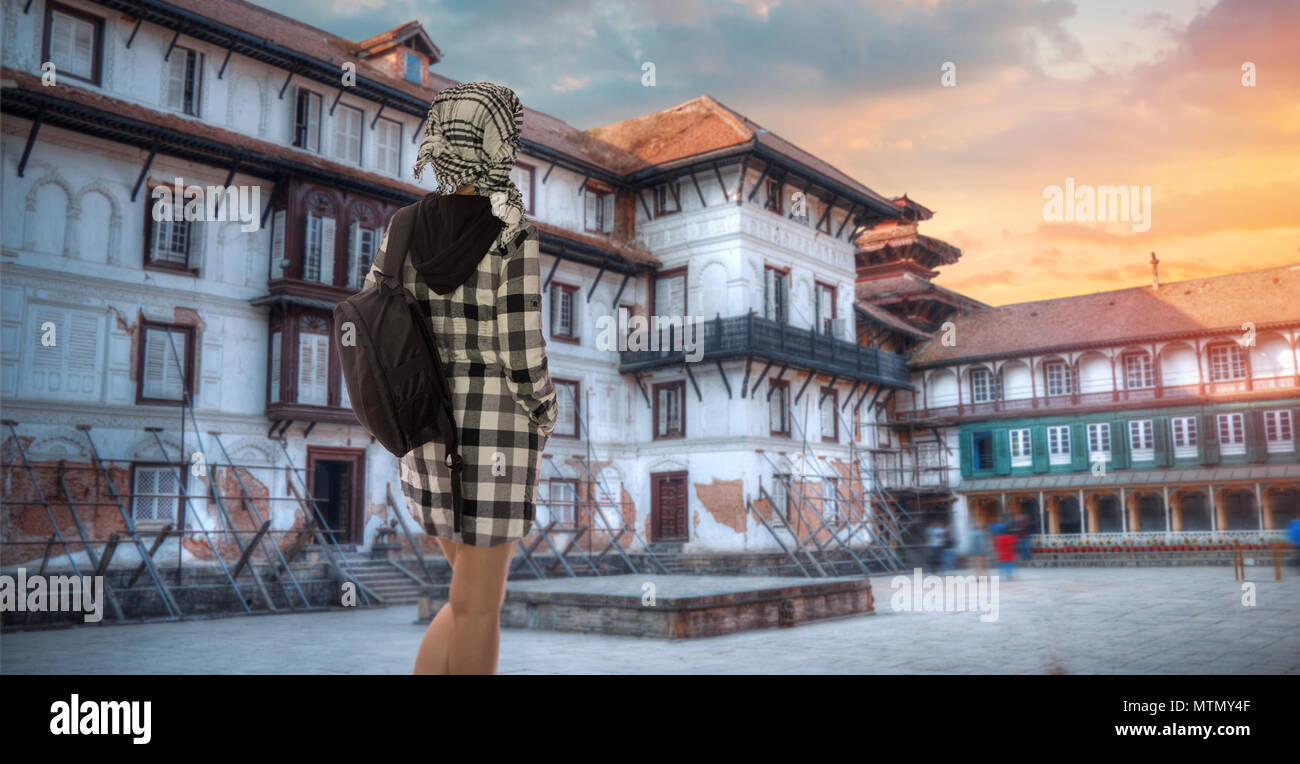 Die touristische Reisen durch die Stadt Kathmandu. Nepal. Stockfoto