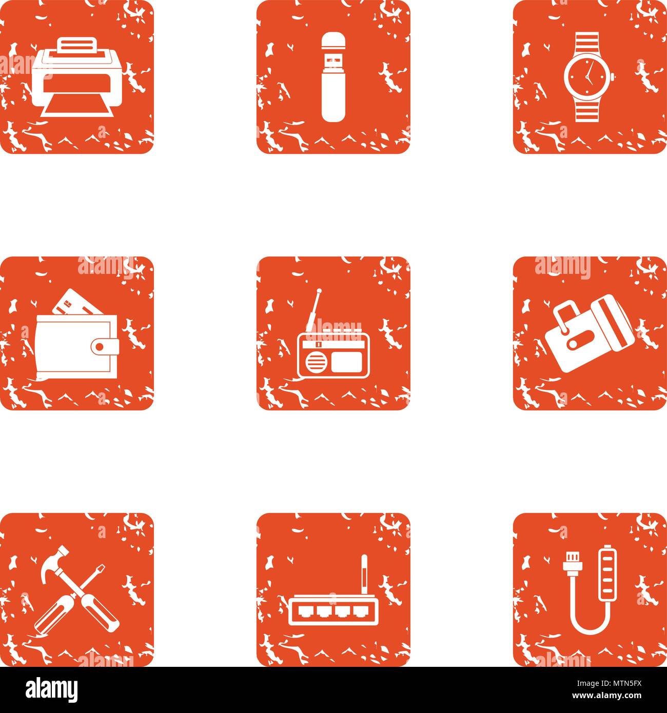 Konnotation Symbole gesetzt, grunge Stil Alamy