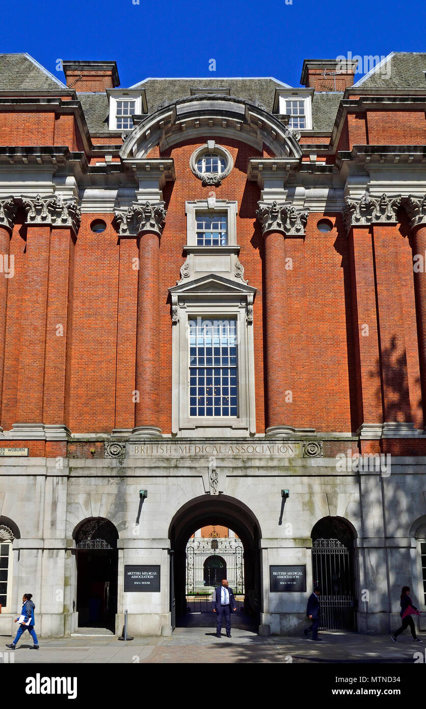 BMA Haus - British Medical Association in der Zentrale - Tavistock Square, Bloomsbury, London, England, UK. Stockfoto