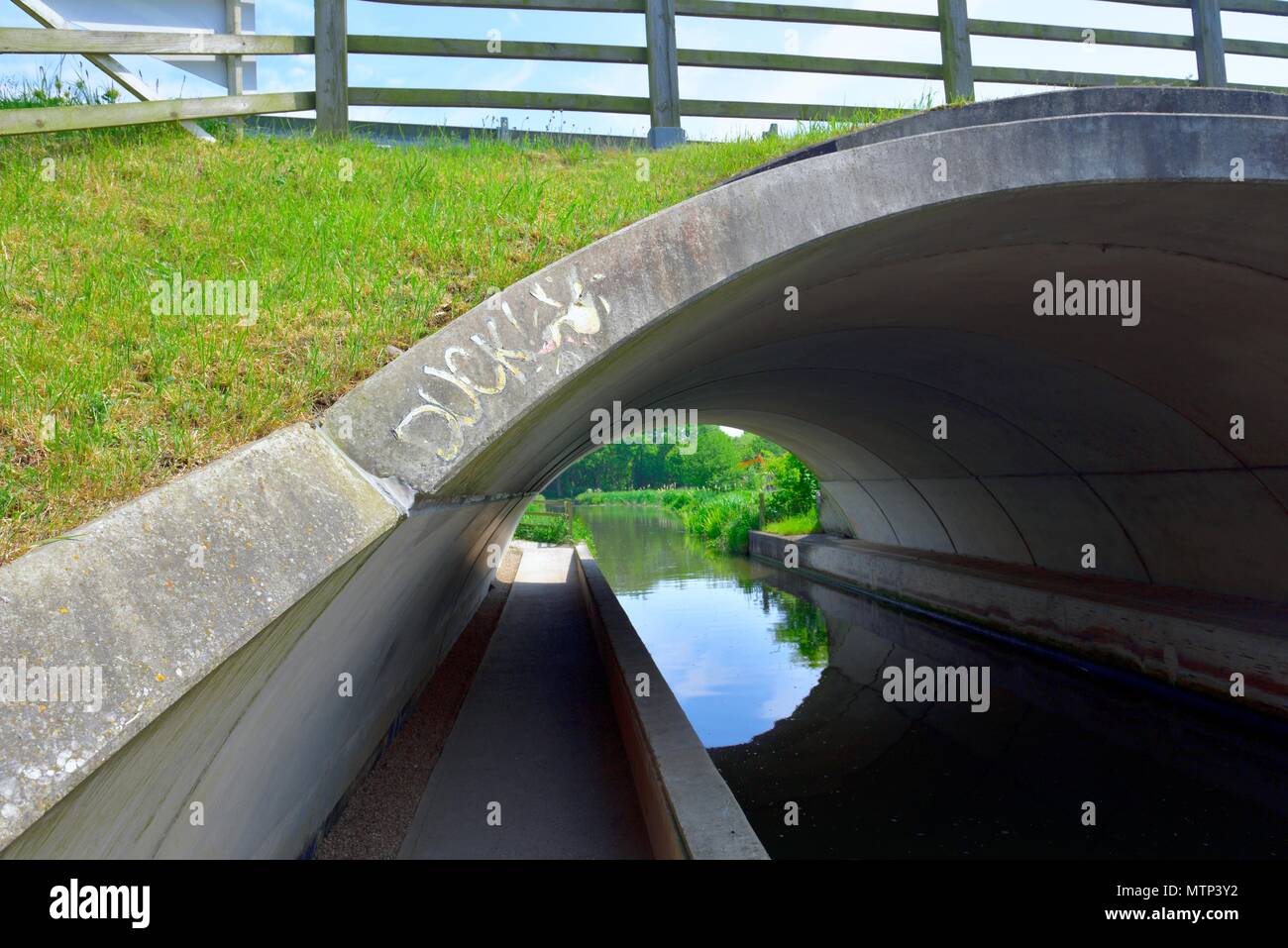 Kanal Boot bogenförmige Brücke unterführung Mercia Marina Lee Derbyshire England Großbritannien Stockfoto