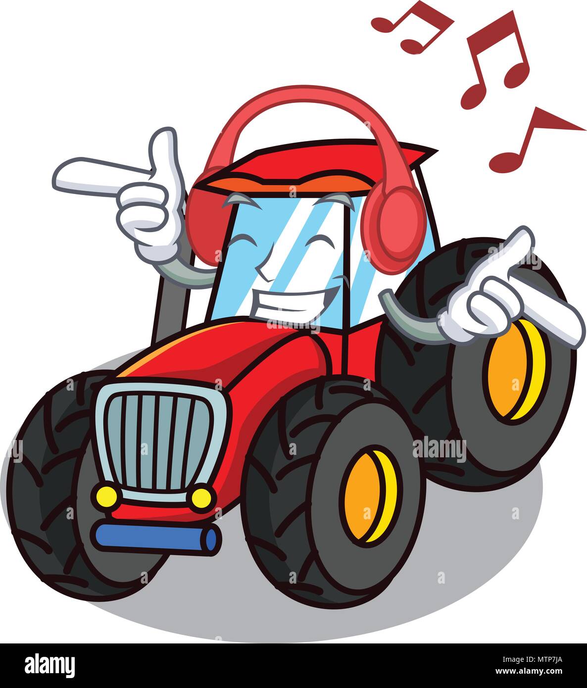 Musik Traktor Maskottchen Cartoon Stil Stock Vektor