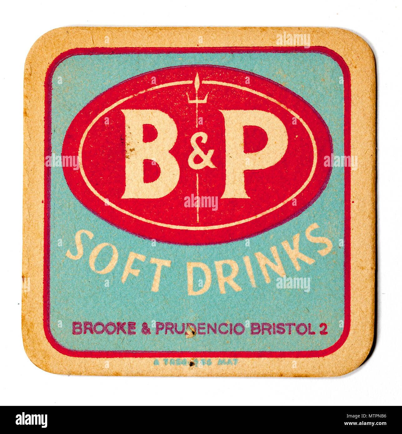 Vintage British Bierdeckel Werbung B&P Alkoholfreie Getränke Stockfoto