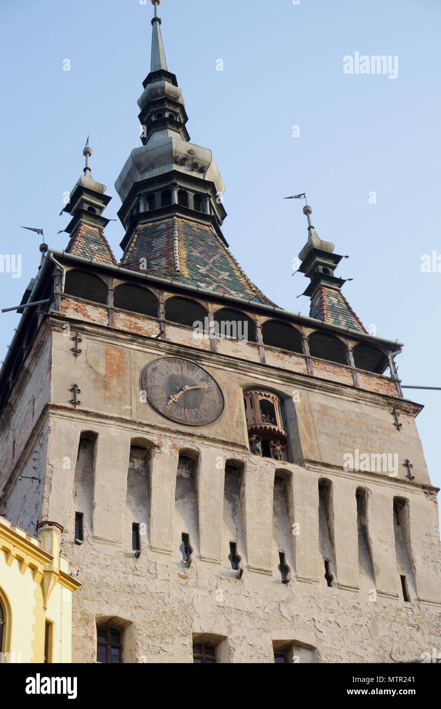 Historische Uhrenturm Transivania Sighisoara Rumänien. Stockfoto