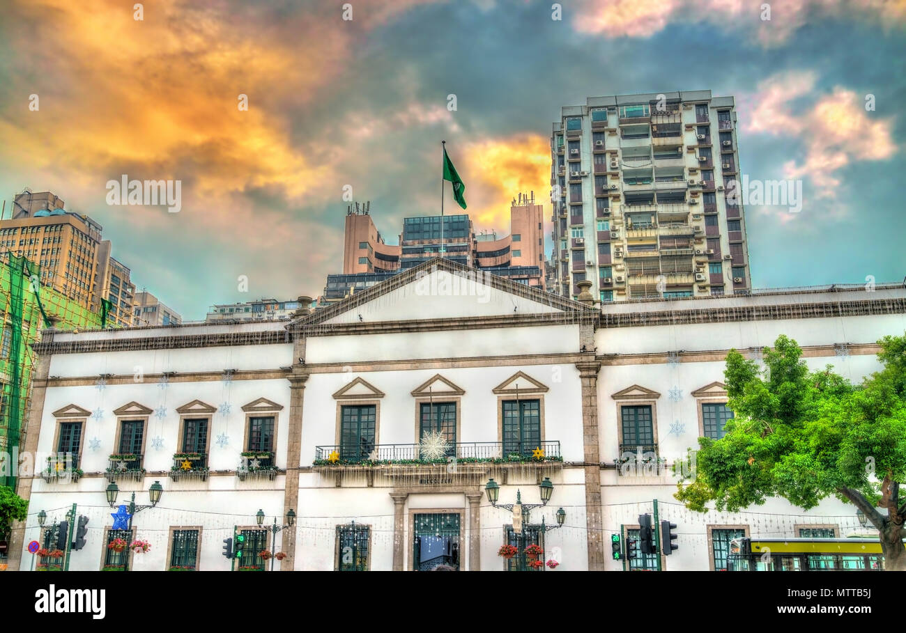 Die bürgerlichen und kommunalen Angelegenheiten Präsidium auf dem Senado Platz in Macau, China Stockfoto