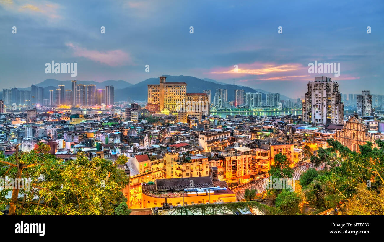 Abends Skyline von Macau, China Stockfoto