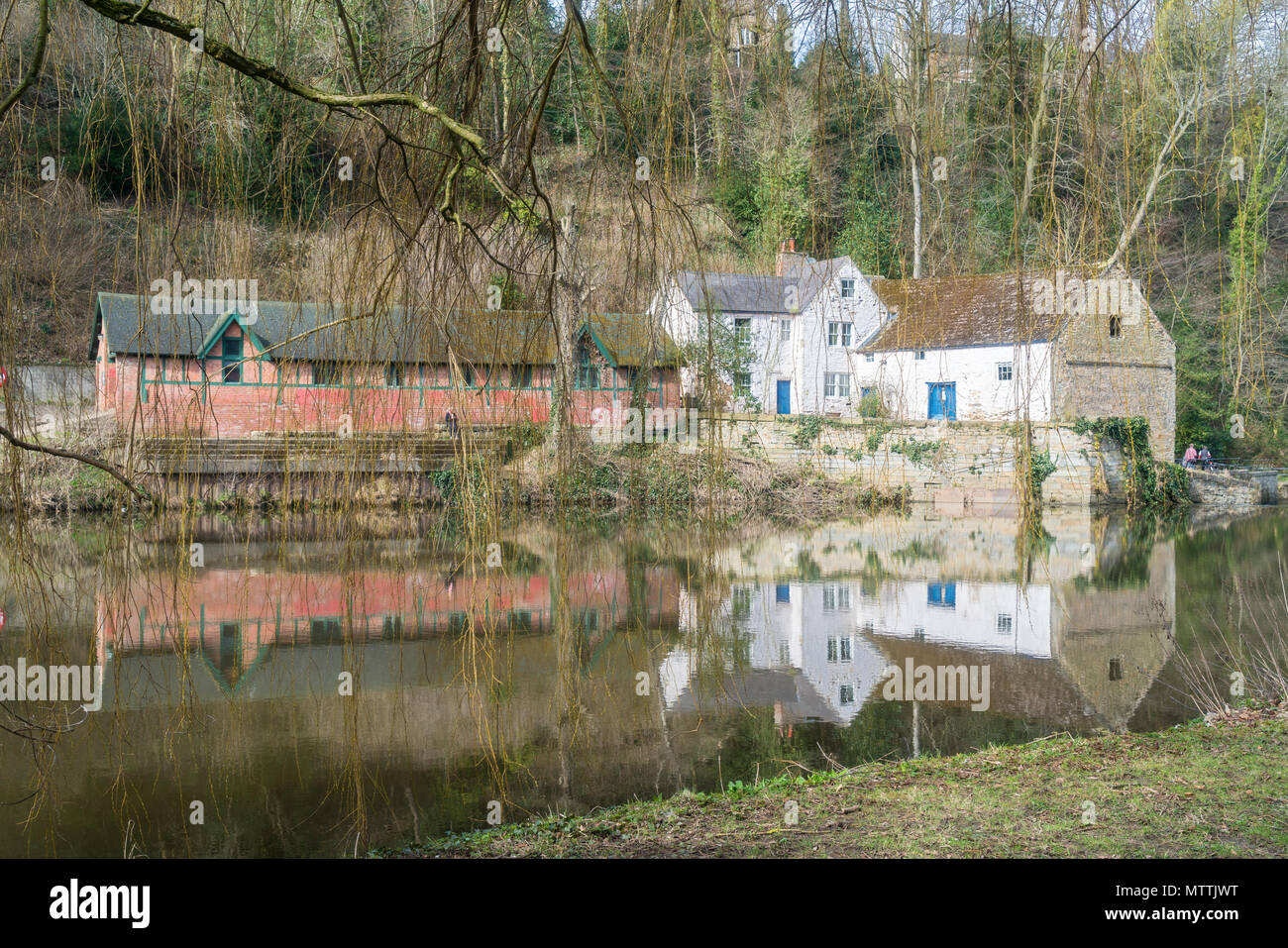 Durham, Fluss Wehr Mühle, Stadtzentrum, County Durham, England, Stockfoto