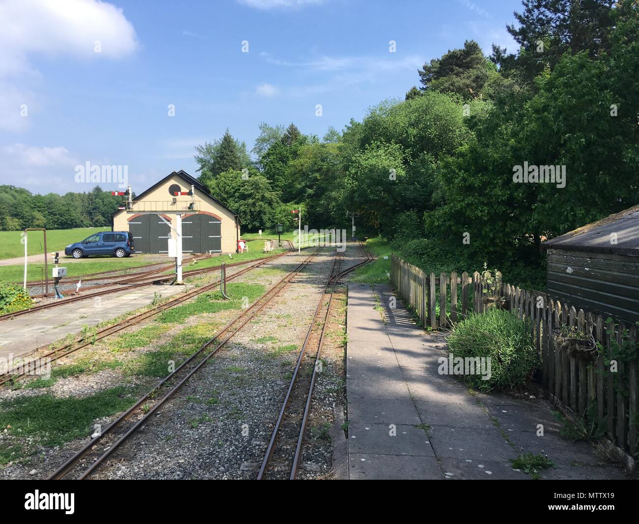 Weston-unter-Eidechse, England, 29, Mai, 2018. Weston Park stattliches Haus. Die Miniatur-eisenbahn bei Weston Park Stockfoto