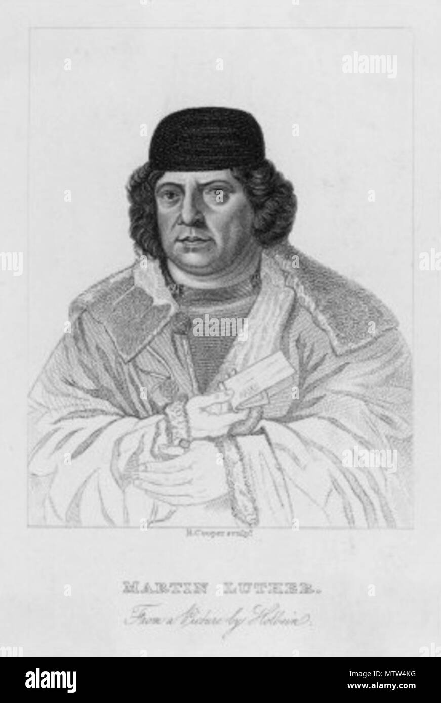 . Englisch: Robert Cooper - Martin Luther von Hans Holbein, Gravur 1 (Mornauer Hochformat). Anfang des 19. Jahrhunderts. Robert Cooper (1821 - 1828) Beschreibung der Britischen Graveur und Grafiker Geburtsdatum / Tod 1821 1828 Arbeit (Fl. 1793-1828) Kontrolle: Q 18534909 VIAF: 96025072 ULAN: 500051555 Nach dem Master des Mornauer Portrait Alternative Namen Meister des Mornauer-Portraits; Meester van het Portret Mornauer; Meister des Mornauer Portrait Beschreibung Deutsche Maler Geburtsdatum 15. Jahrhundert Arbeiten Zeitraum zwischen 1460 und 1488 Arbeiten standort Bayern, Deutschland Stockfoto