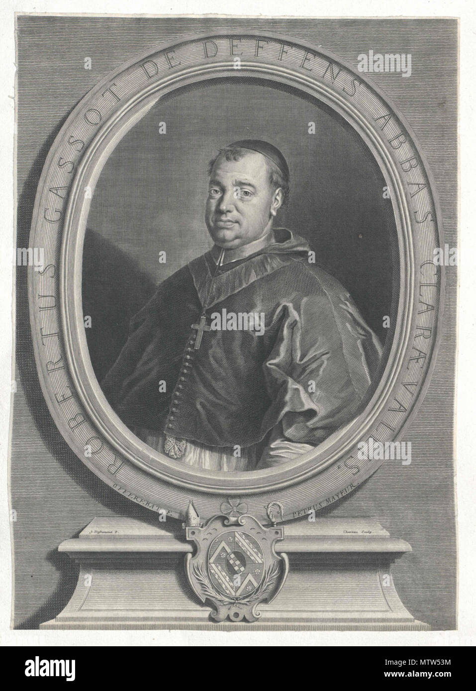 . Englisch: Porträt von Robert Gassot du Deffend, Abbe de Clairvaux (1718-1740). 18. Graviert von François Chéreau (1680-1729), nach J. Defrenaud. 523 Robert Gassot du Deffend, Abbe de Clairvaux (1718-1740) Stockfoto