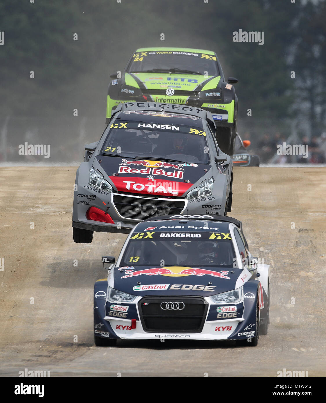 Timmy Hansen bei Tag zwei Der 2018 FIA World Rallycross Meisterschaft in Silverstone, Towcester. PRESS ASSOCIATION Foto. Bild Datum: Samstag, 26. Mai 2018. Siehe PA Geschichte Auto Rallye. Foto: David Davies/PA-Kabel Stockfoto