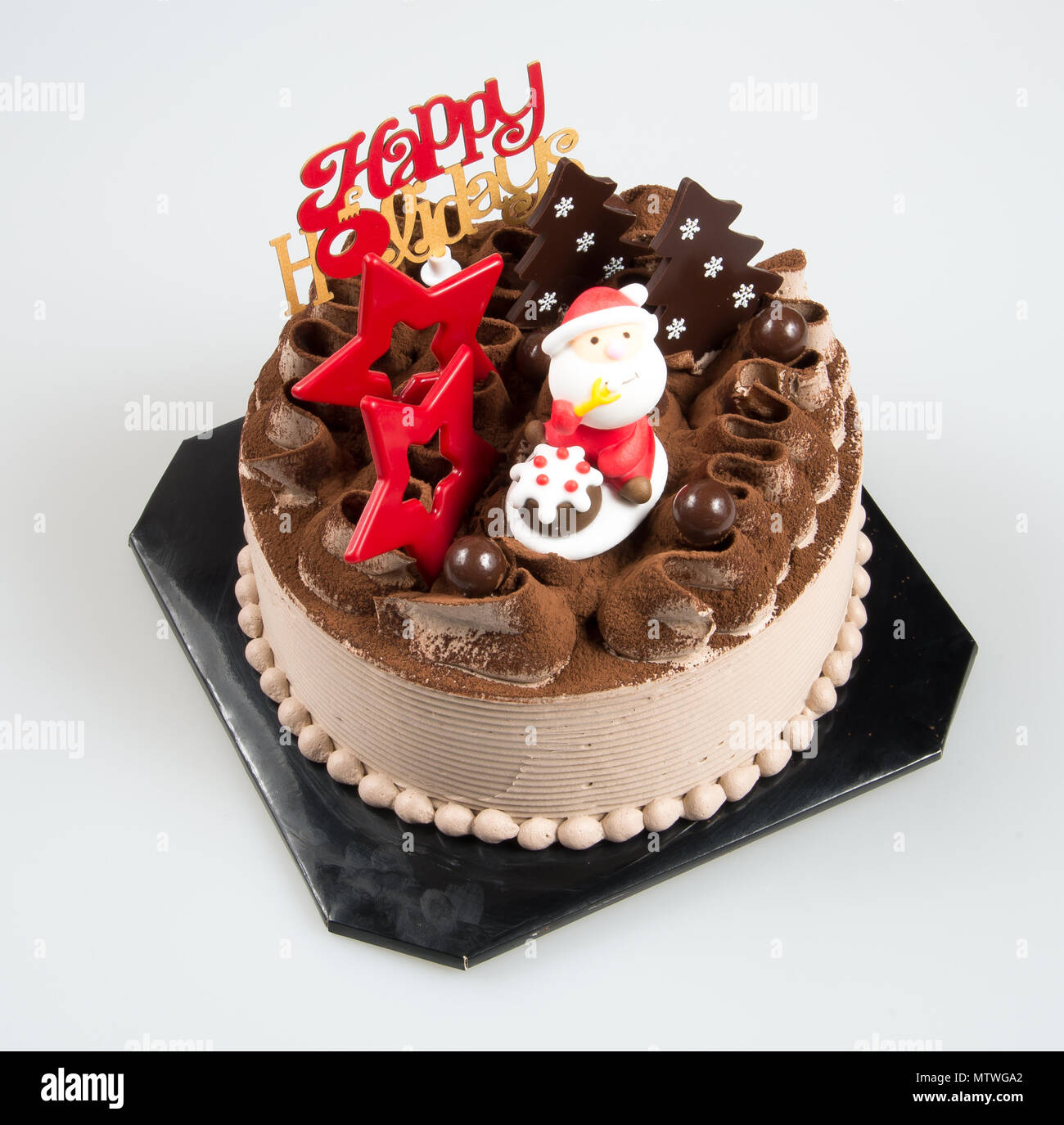 Kuchen Oder Weihnachtskuchen Mit Weihnachtsmann Auf Dem Hintergrund Stockfotografie Alamy