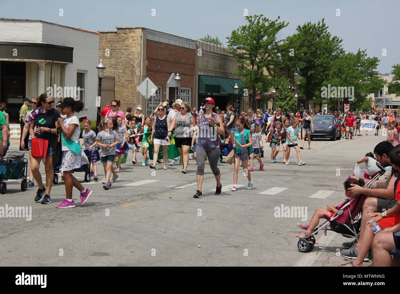 Szene aus dem Memorial Day Parade in der kleinen Stadt Park Ridge, Illinois. Stockfoto