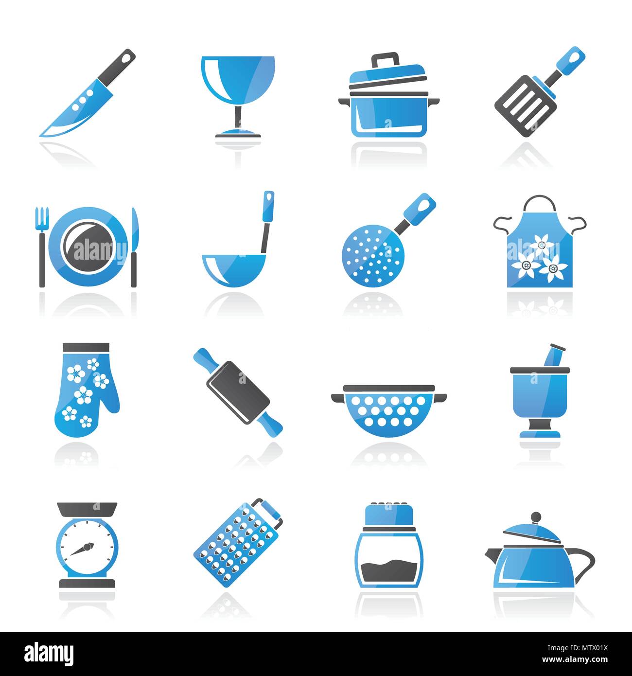 Kochgeräte Symbole - Vektor Icon Set Stock Vektor