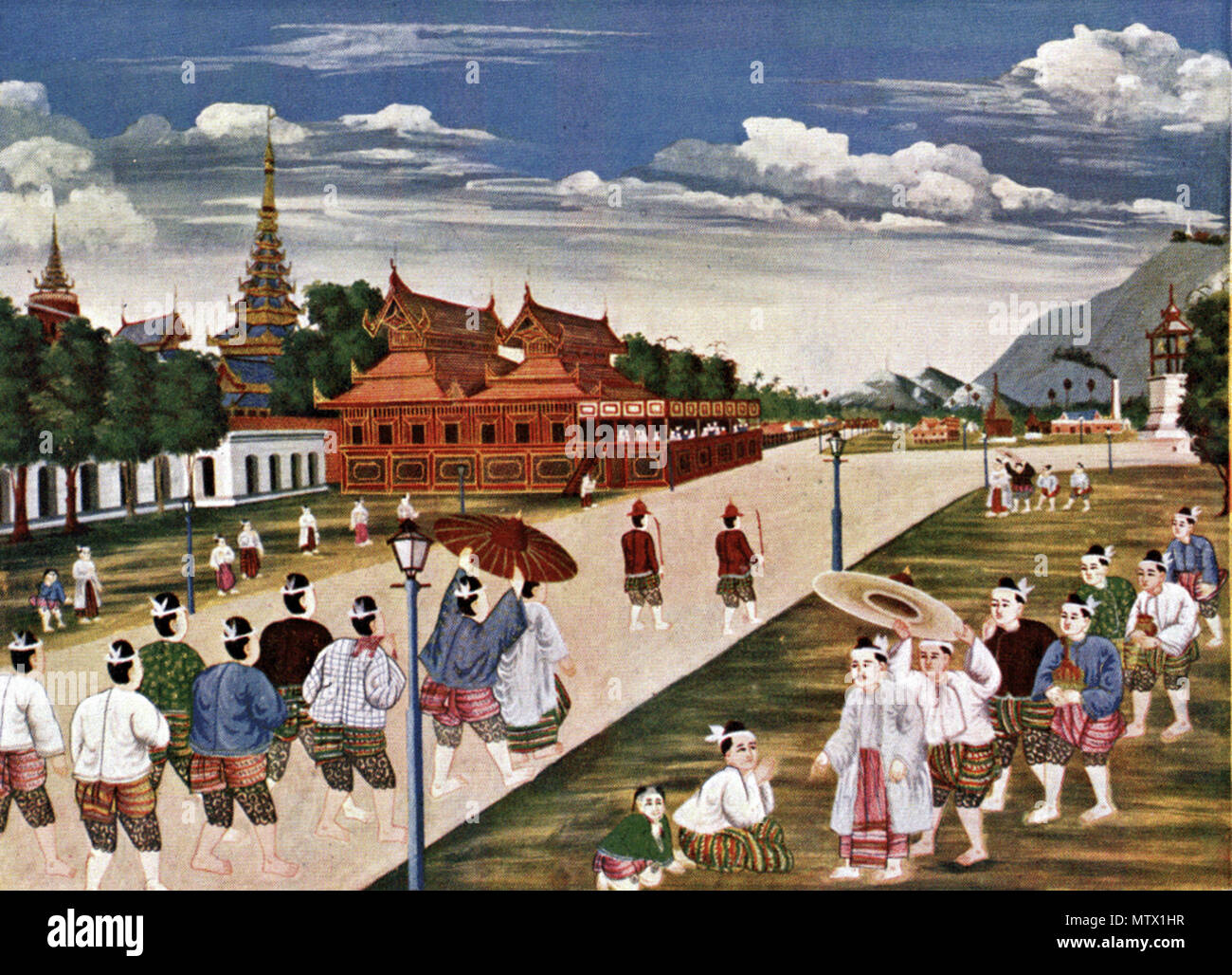 . In den Gärten des Palastes, Mandalay. 1904. Saya Chone 463 Malerei - von - Mandalay-Palace - Gärten Stockfoto