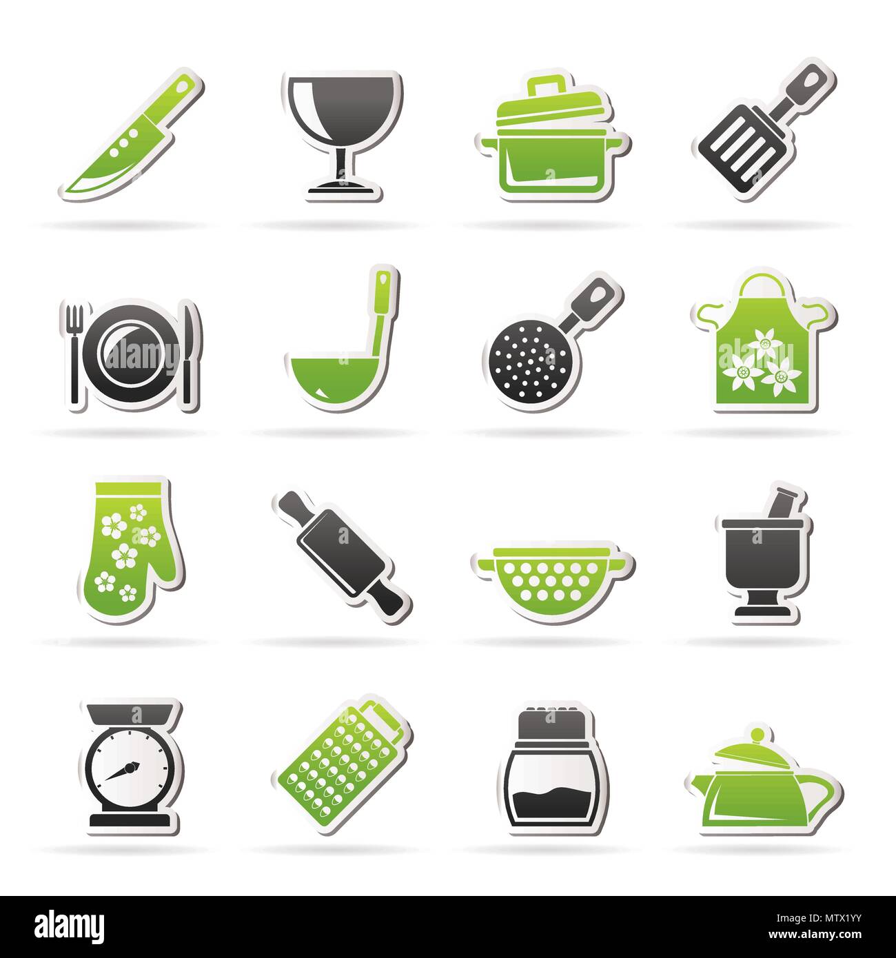 Kochgeräte Symbole - Vektor Icon Set Stock Vektor