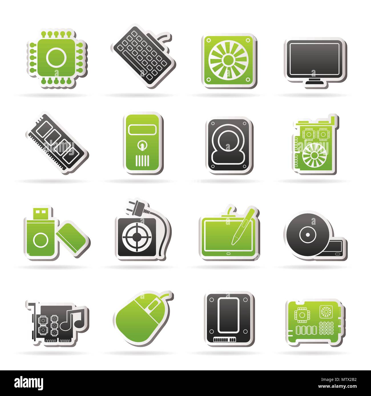 Computer Teil Symbole Vektor Icon Set Stock Vektorgrafik Alamy