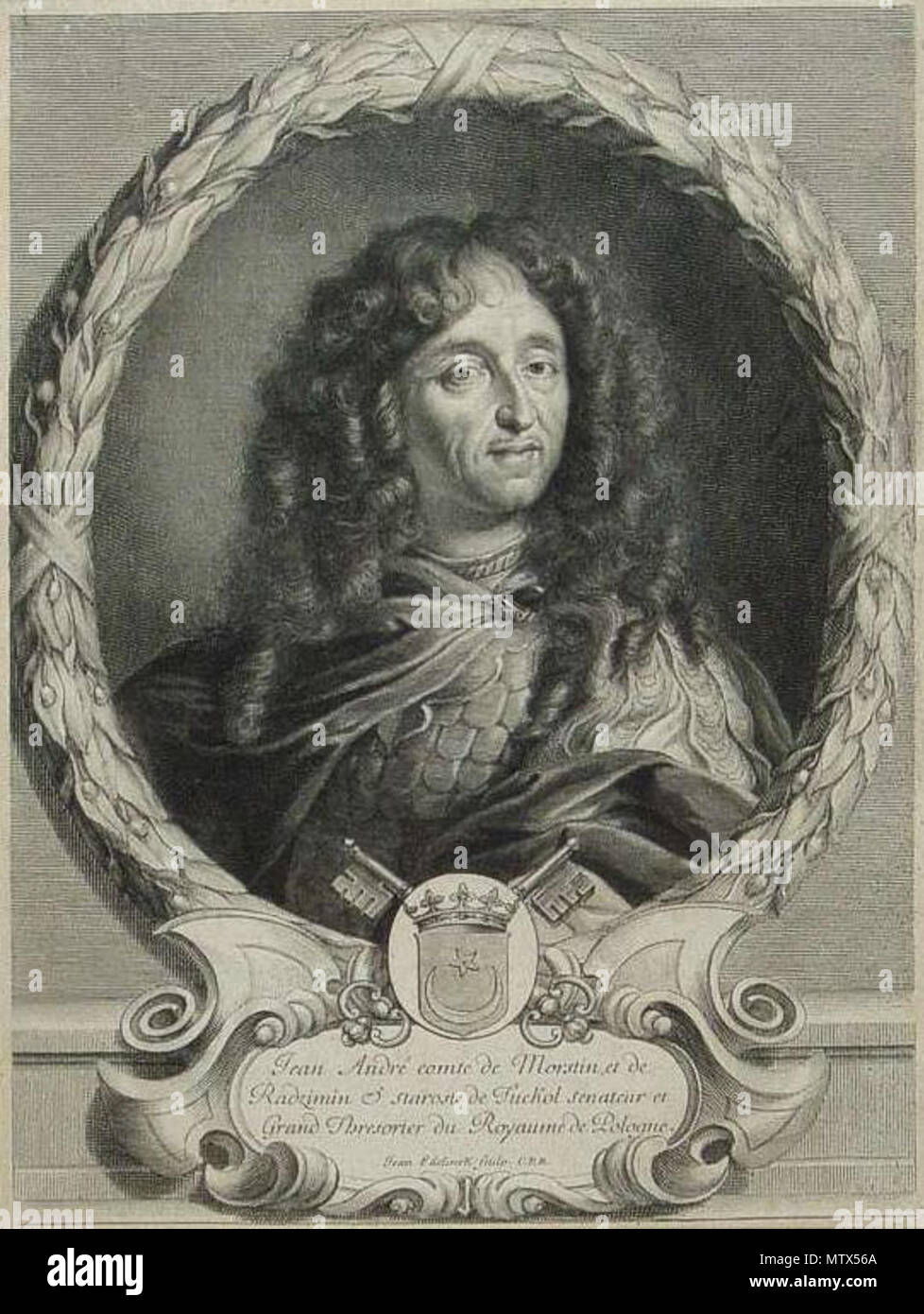 . Englisch: Porträt von Jan Andrzej Morsztyn. Französische Beschriftung: Jean André Comte de Morstin et de Radzimin & staroste de Tuckol senateur et Grand Thresorier du Royaume De Pologne. . Vor 1680 438 National Museum in Posen - Jan Andrzej Morsztyn Stockfoto