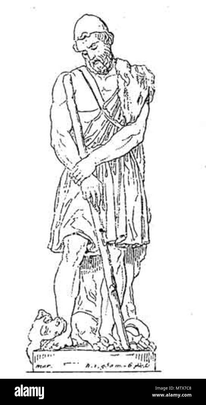 . Englisch: Dies ist eine Kopie einer Platte von Jean-Auguste Barre (französische Künstler, 1811 - 1896) von Odysseus und Argos. Es ist derzeit im Louvre, Paris, Frankreich. Es ist nicht urheberrechtlich geschützt. Es ist in der Public Domain. 1800. Jean-Auguste Barre 452 OdysseusArgos Stockfoto