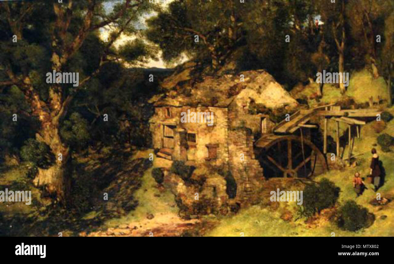 . Englisch: Landschaft Gemälde von William James Blacklock (d 1848). 1840er Jahre. William James Blacklock 454 Alte Mühle Stockfoto